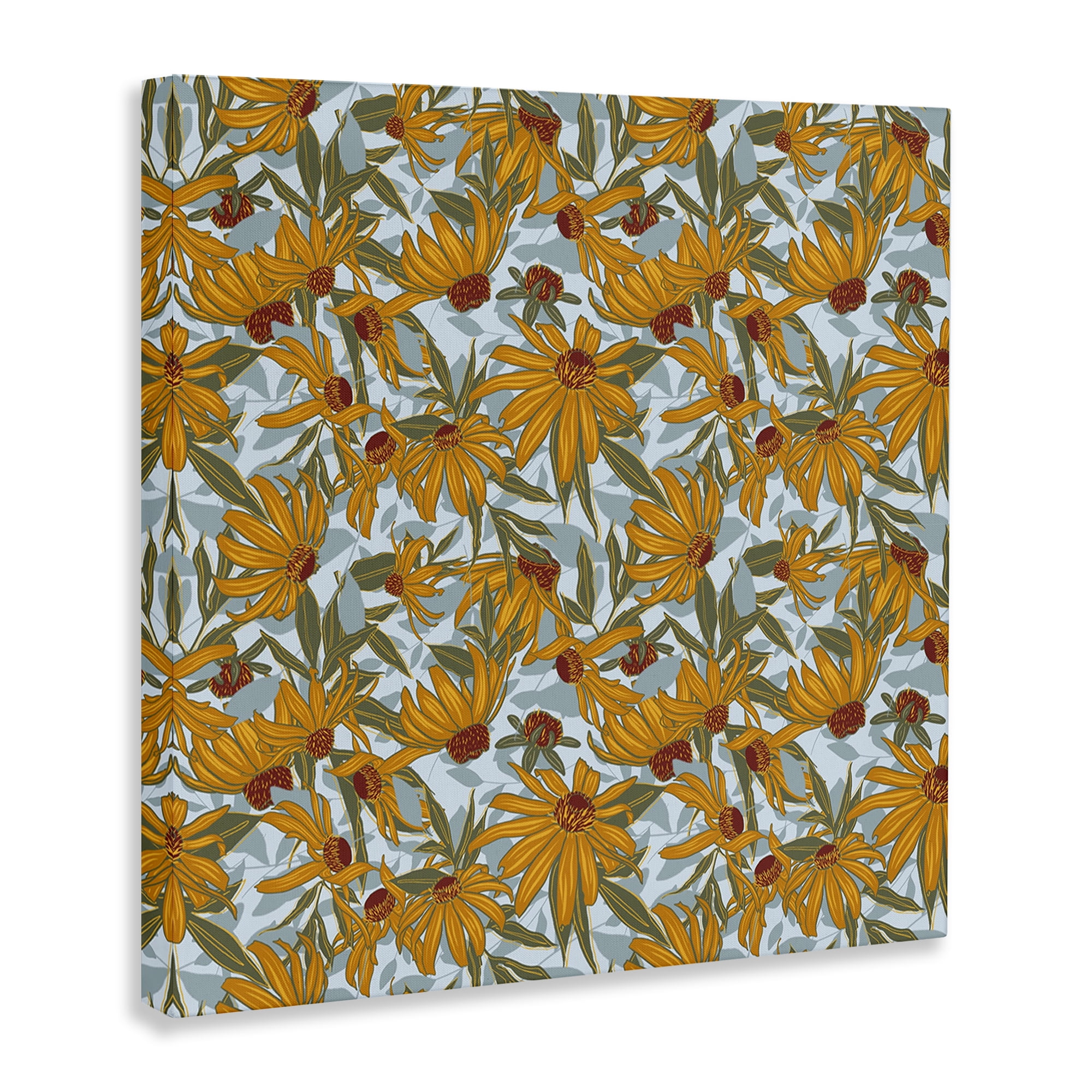 Stupell Industries Black Eyed Susan Pattern Plants & Flowers Painting Wrapped Canvas Art Print Wall Art, 24 x 24