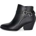 thumbnail image 6 of Chariot & Co Mesa Women's Pointy Toe Western Stitch Double Buckle Ankle Boots, Black, 7.5, 6 of 6