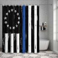 thumbnail image 6 of Bathroom Shower Curtain Independence Day American Flag Waterproof Shower Curtains with Hooks, Retro Blue Black Stripes Bath Curtains Bathtub Curtain Home Decor 72x72in, 6 of 9