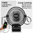 thumbnail image 2 of Ventilador Portátil Con Clip, 65 Horas De Trabajo, Ventilador Para Acampar Con Luces Led Y Gancho, Ventilador Con Batería De 12000 De Capacidad, Con Abrazadera, Recargable Por Usb Para Escritorio, Tie, 2 of 5