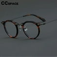 thumbnail image 3 of 57028 Vintage Acetate Optical Spectacle Frames Women Fashion Round Metal Eyeglass Frame Men Trend Transparent Eyewear C6Green, 3 of 6