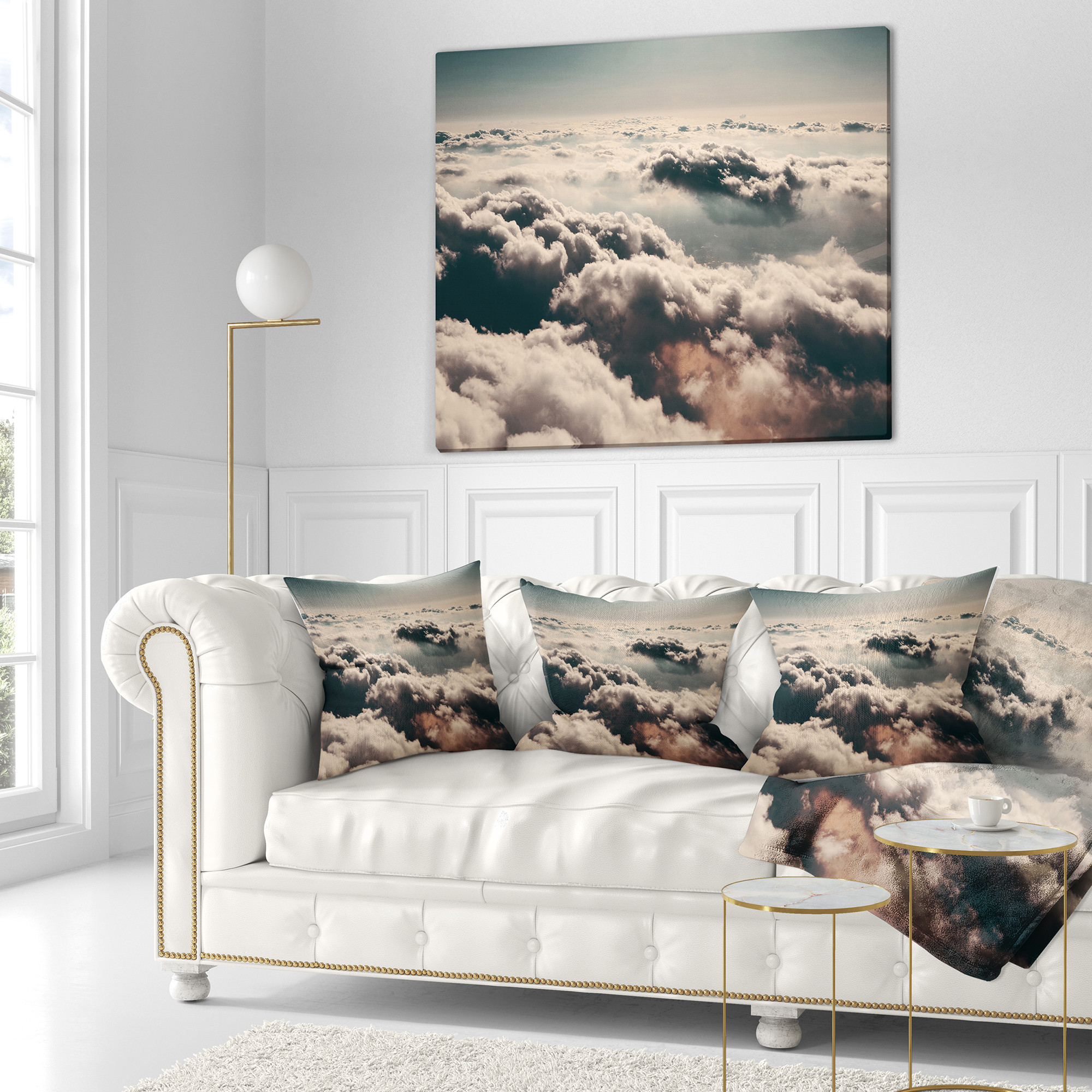Designart Sky above Dark Heavy Clouds - Contemporary Landscape Printed Throw Pillow - 16x16
