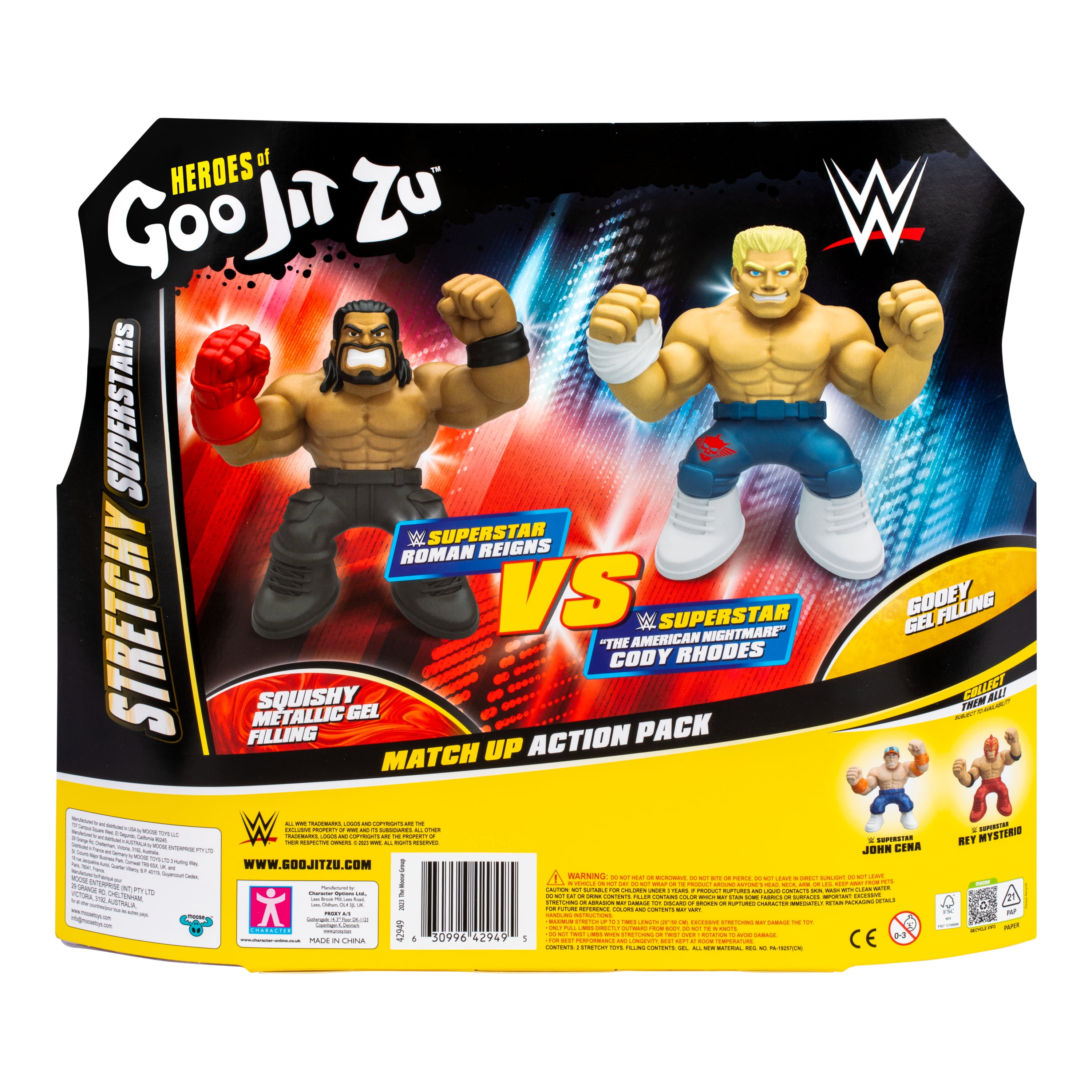 Heroes of Goo Jit Zu WWE Superstars Roman Reigns and Cody Rhodes, Stretchy Action Figures Ages 4+