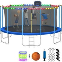 CITYLE Trampoline 16FT with Enclosure Net, 1500LBS 16FT Trampoline with Basketball Hoop for Kids and Adults, Backyard Outdoor Trampoline with Lights, Adult Trampoline