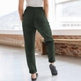 thumbnail image 4 of Lumtrix Womens Corduroy Pants Straight Leg Drawstring Casual Elastic High Waist Pants Comfy Loose Trendy Trousers with Pockets Dark Green M, 4 of 7