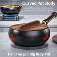 thumbnail image 5 of Japanese Cast Iron Wok with Wooden Lid & Spatula, 11 Inch Hand-Hammered Uncoated Iron Pot, Naturally Non-Stick Frying Pan, Heavy Duty Cookware for Induction, Gas & Electric Stoves(Wooden Lid, 10.2in), 5 of 8
