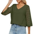 thumbnail image 2 of YUNAFFT Womens Tops Clearance, Women's Fashion Printed Loose T-shirt 3/4 Sleeves Blouse V- Neck Casual Tops, 2 of 8