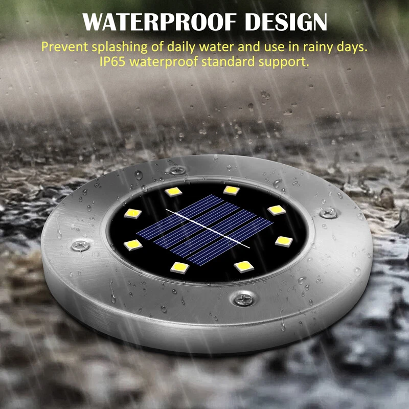 PURELY- Led Solar Power Flat Buried Light In-Ground Lamp Outdoor Path Garden Decking 2W