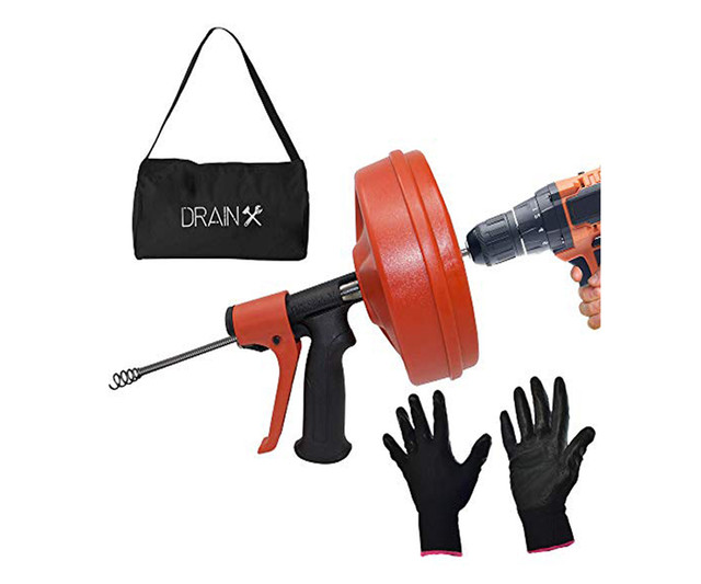 DrainX SPINFEED 25 Foot Drum Auger Manual or Drill Powered Drain