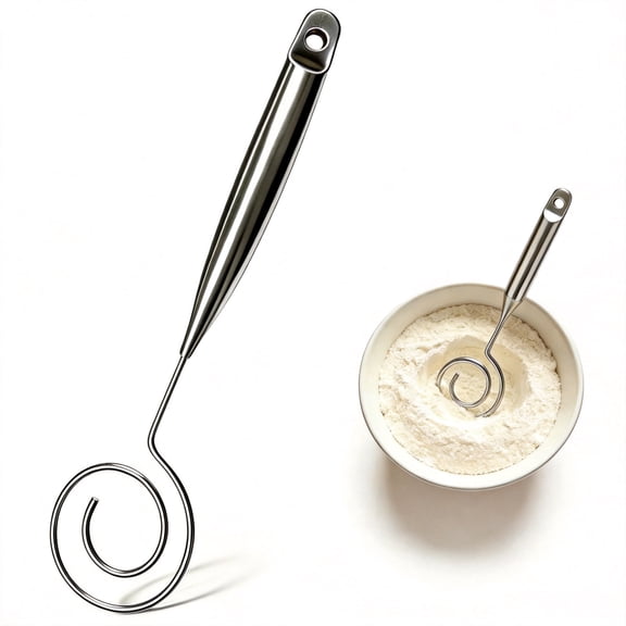 Seamless Danish Dough Whisk 11 Inch Stainless Steel Mixing Tool 1-Piece Classic Style Heavy Duty Silver