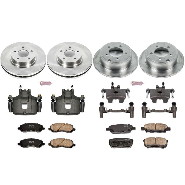 PowerStop Front and Rear Stock Replacement Brake Pad and Rotor Kit with Calipers Fits: MITSUBISHI Select Models KCOE2840A