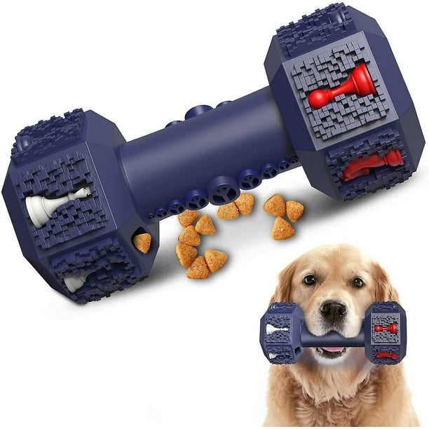 Juguetes para masticar perros para masticadores agresivos, juguetes indestructibles para perros, juguete con mancuernas de goma resistente e inocuo para perros medianos y grandes (azul)