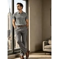thumbnail image 4 of Dressy Two Piece Set for Knitted Short Sleeve Shirt & Pants Business Casual Office Outfit Spring Summer 2 PC Sets Gray S, 4 of 6