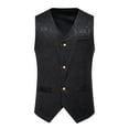 thumbnail image 2 of Awdenio Mens Suit Vest V Neck Cowboy Vest Vintage 3 Snaps Western Vests Casual Waistcoat for Wedding Prom, 2 of 7