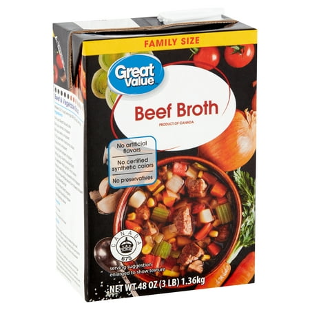 (3 Pack) Great Value Beef Broth Family Size, 48