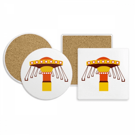 

Color Illustration Amusement Park Facilities Coaster Cup Mug Holder Absorbent Stone Cork Base Set