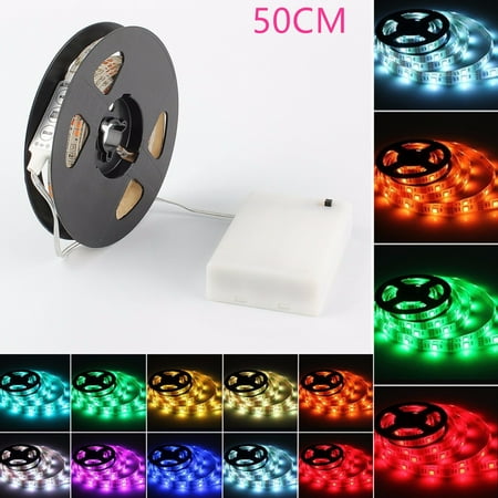 GLISTENY LED Strip Light IP65 Water Resistant Flexible Strip Light 16.4ft/32.8ft/49.2ft/65.6ft Color Changing RGB LED Strip Light Home Decor Kit with DC4.5V Battery (Best Led Color Changing Lights)