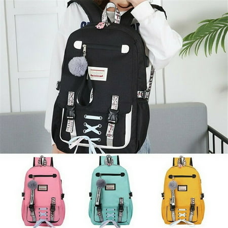 School Bags Large Bookbags for Teenage Girls USB with Lock Anti Theft Backpack Women Book Bag Youth Leisure (Best Avalanche Backpack For Snowmobiling)