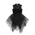 thumbnail image 4 of YiZYiF Kids Girls Asymmetrical Shiny Leotard Dancewear Sleeveless Sequins Tutu Figure Skating Ballet Leotard Dress Black 6, 4 of 5