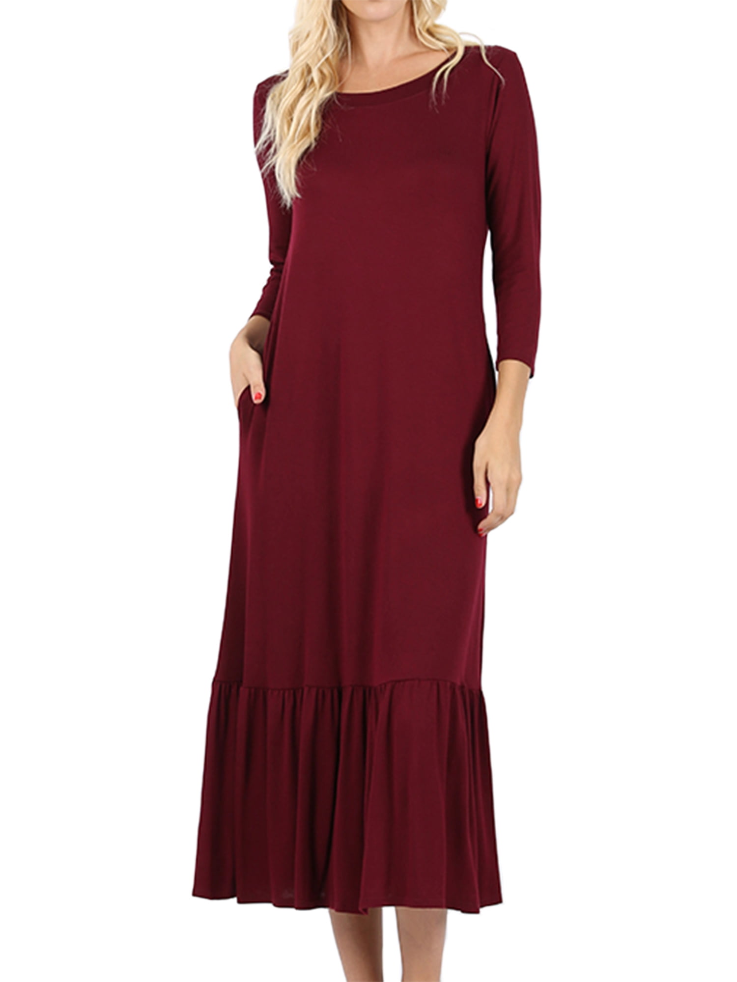 mid length burgundy dress