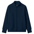 thumbnail image 5 of Besolor Women Zip up Jackets Long Sleeve Stand Collar Fleece Warm Fall Casual Outerwear Jacket Coat with Pockets(Large,Navy), 5 of 5