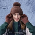 thumbnail image 3 of 1 Set Winter Warm 2-piece Set - Women's Beanie and Gloves, Solid Color, Elastic Fit, Lightweight, Hand Wash Only, Fashionable Women's Warm Hat, Outdoor Sports Hat, 3 of 9