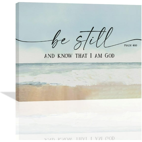 VELVET Large Christian Wall Art Be Still and Know That I Am God Pictures Wall Decor Bible Verse Psalm Canvas Painting Print Modern Home Decor Artworks for Living Room Bathroom Master 10x8inch Framed