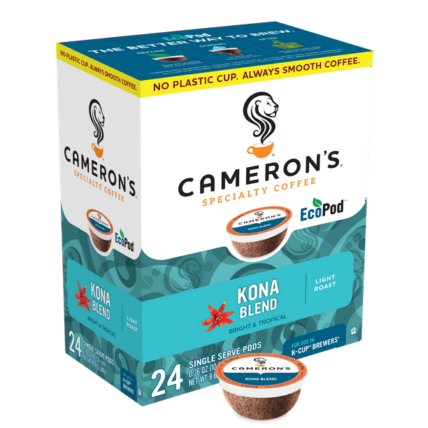 Cameron's Coffee Kona Blend KCup Coffee Pods, Light Roast, 24 Count