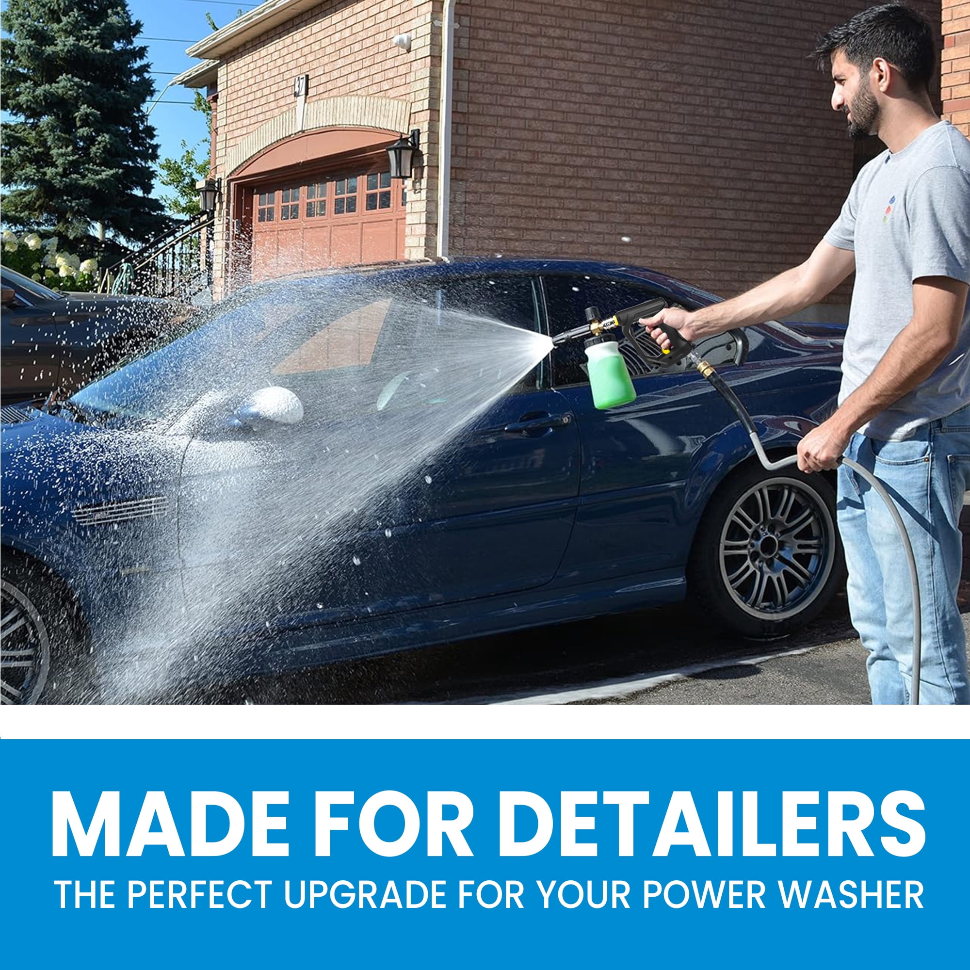 High Pressure Washer Gun 5000 PSI, Ergonomic Trigger Handle with Lock, Quick Connect Coupler & Plug, Heavy-Duty Power Washing Spray Gun, 1/4" & 3/8" Compatible
