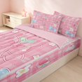thumbnail image 3 of Erosebridal Cartoon Kawaii Bow Zipper Queen Comforter Set with Fitted Sheet and 2 Pillowcases for Girls, Flower Strawberry Zipper Bedding Set, Pink Reversible, 3 of 7