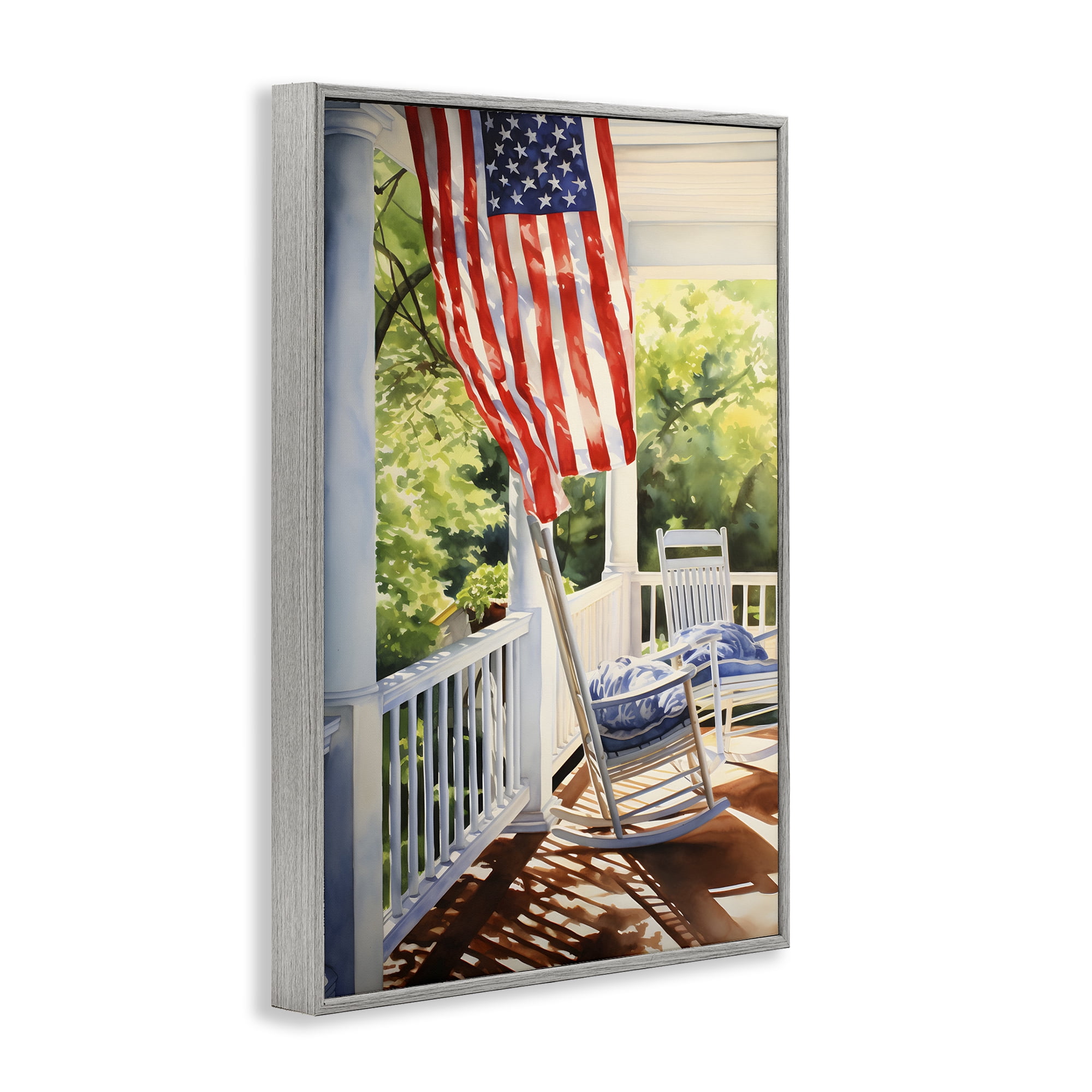 Stupell Industries Vintage American Porch Scenery Painting Gray Framed Art Print Wall Art, 20 x 30