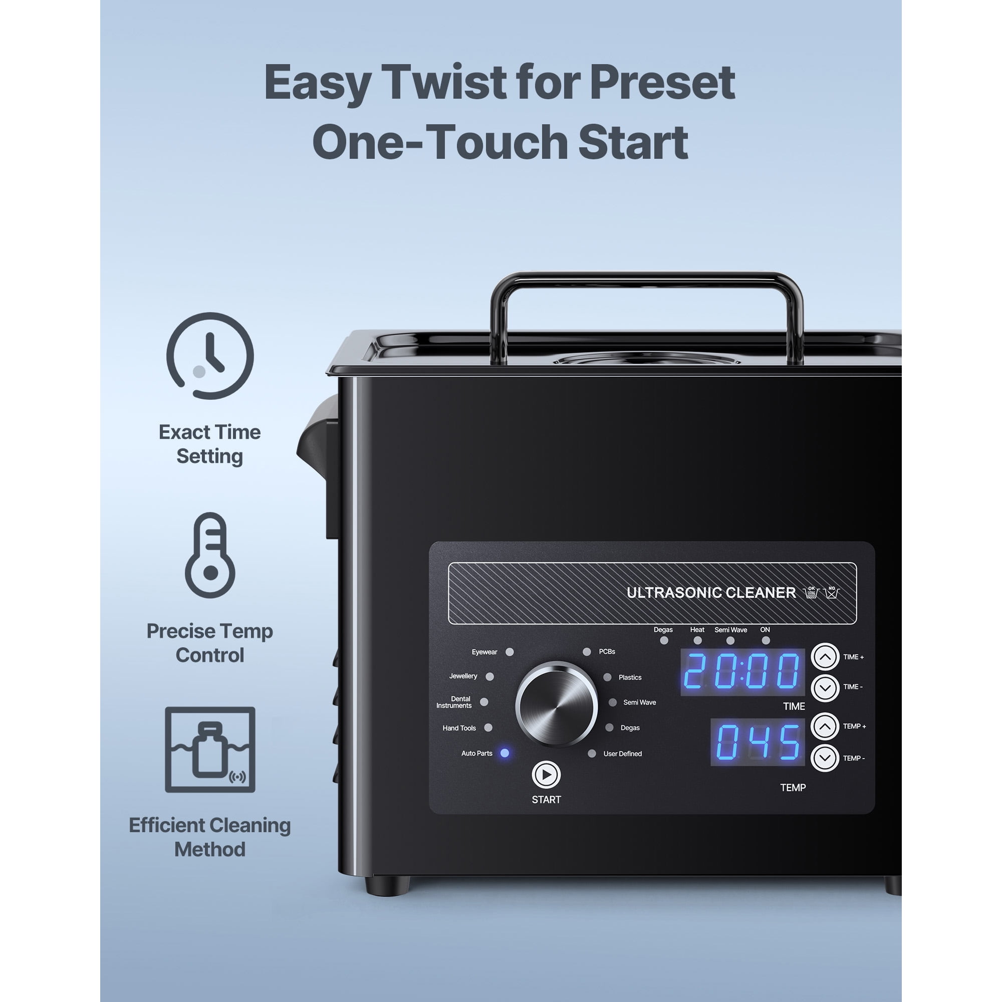 KFFKFF 3L Ultrasonic Cleaning Machine with Adjustable Knob Control, Durable Stainless Steel Design, Includes Basket and Cleaning Ball, Ideal for Jewelry, Watches, Razors, Coins, and More