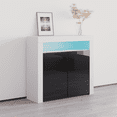 thumbnail image 4 of Milano Sideboard 2D Matte Body Two High Gloss Doors 16 Colors LED, White/Black, 4 of 5