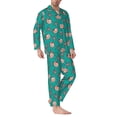 thumbnail image 2 of Salouo Starfish and Shell Print Button-Front Long Sleeve Pajama Set for Men, Soft 2Pjs Men's Long Sleeve Sleepwear-X-Large, 2 of 7
