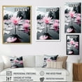 thumbnail image 4 of Designart "Pink Grey Flower landscape Jade Lily" Floral Floater Framed Wall Decor, 4 of 7