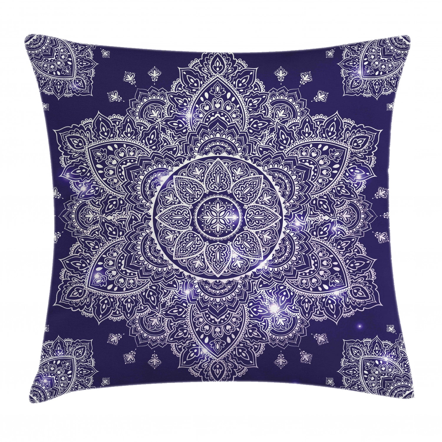 India Throw Pillow Cushion Cover, Indian Floral Ornament Ethnic Spring