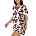thumbnail image 2 of Naloa Rose Flowers Women's Short-Sleeved Pajama Set, Loungewear, Summer pajamas, Breathable Cozy - XX-Large, 2 of 9
