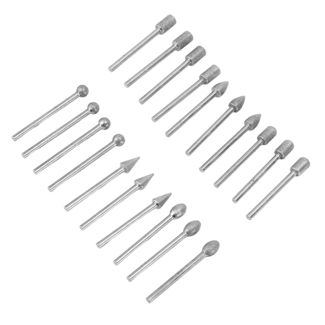 Stone Grinding Bit, Abrasion 3mm Shank 6 Shapes 20PCS Set Efficient Grinding Stone Set for Cutting Glass