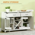 thumbnail image 4 of Homiyad Farmhouse Coffee Bar Cabinet, Sideboard Buffet Cabinet Wine Cabinet with Drawers, Barn Style Doors, Wine Rack, White, 4 of 8