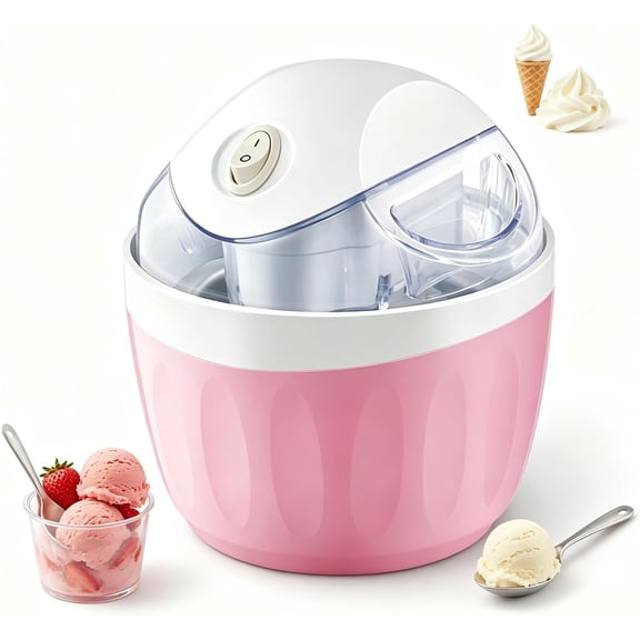Ice Cream Maker, Mini Household Ice Cream Machine (Pink) | Supports quick homemade treats in 15 minutes. Fits kitchen use for family desserts, compatible with 110V-120V voltage.