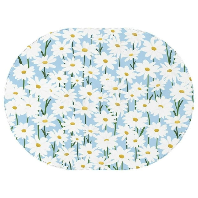 Oval Table Cloth Daisy Flower,Wrinkle Free Table Cover with Polyester,Waterproof Reusable Table Cloths for Easter Birthday Picnic Wedding (Oval,54x72inch)