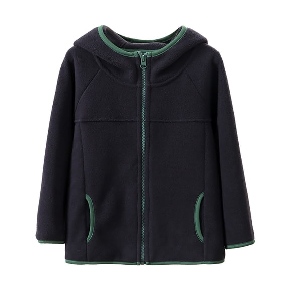 Caqnni Teen Girl Sweatshirt Light Jacket For Girls Kids'Soft Sherpa Fleece Jacket Hoodie Sweatshirt for Boys and Girls Winter Color Block Button Hoodie Jacket Coat with Pocke (Z02-Black,10-11 Years)