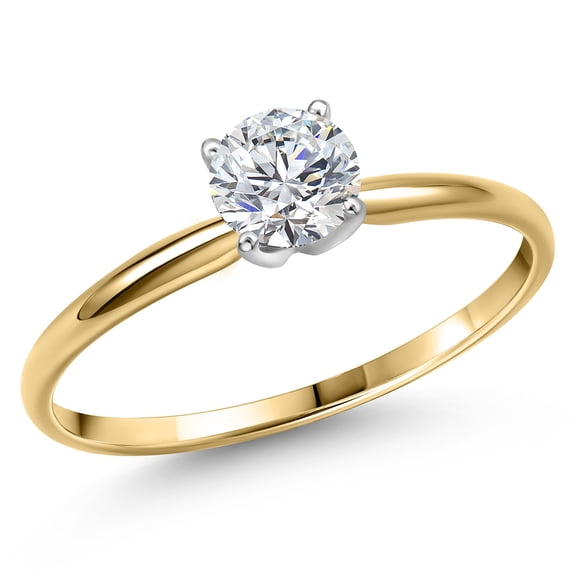 Gem Stone King 0.75 Cttw Lab Grown Diamond Solitaire Engagement Ring for Women | 14K Two-Tone Gold | Round | IGI Certified | E-F Color | VS1-VS2 Clarity