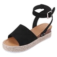 thumbnail image 3 of Sandalias de cuña con punta abierta para mujer cómodas sandalias con correa y hebilla zapatos diarios para mujer, 3 of 7