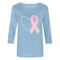 thumbnail image 5 of Nfurl Womens Pink Ribbon Breast Cancer Awareness T Shirts Casual Crew Neck 3/4 Sleeve Tshirts Breast Cancer Clothes Light Blue,S, 5 of 5