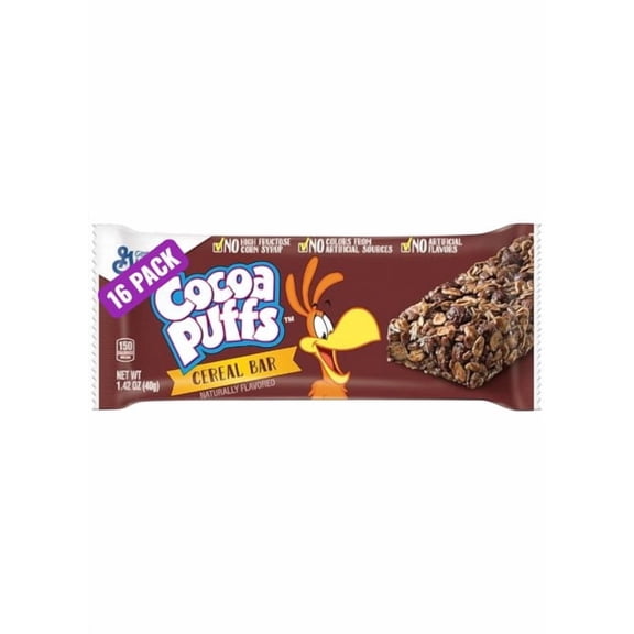 Cocoa Puffs Cereal Bars Single Serve Pouch 1.42 OZ, Pack of 16, Bundled By Shoppyway, Whole Grain