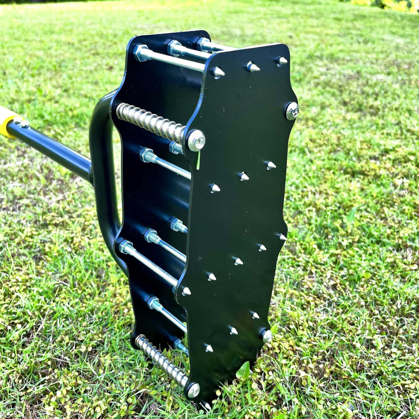 Lawn Aerator Tool, Spring-Loaded Soil Aerator with Auto-Reset, 18 Steel Spikes, Heavy-Duty Carbon Steel, Ergonomic T-Handle for Lawn, Yard and Garden