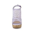 thumbnail image 6 of BLISSFUL STEP Women's Shoes Open Toe Platform Heel Laces Wedge Sandals Purple Flower 7, 6 of 7