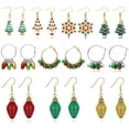 thumbnail image 1 of Pendientes de Navidad para mujer Pendientes de vacaciones para niñas Pendientes de copo de nieve de árbol de lazo Adepaton ZJWJ874-4, 1 of 3