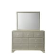 thumbnail image 3 of Modern Champagne Faux Finish 6pc Twin Size LED Backlit HB Bed Dresser Mirror Nightstand Wooden Bedroom Storage Furniture Set, 3 of 5